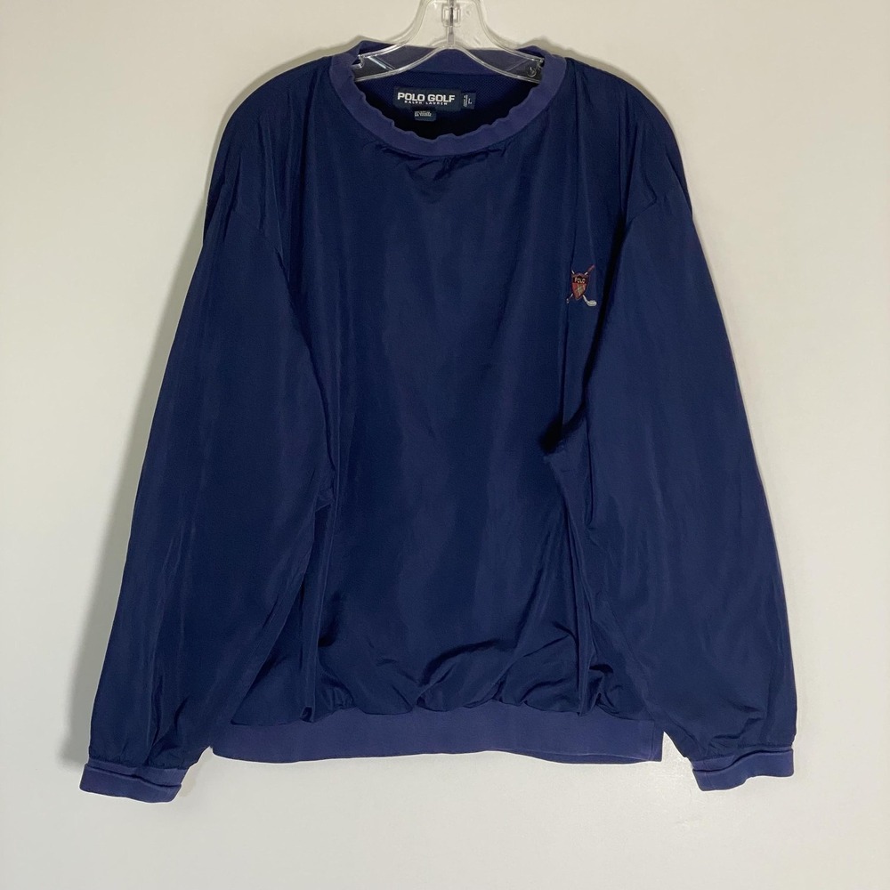 Polo Golf Ralph Lauren Jacket Mens Large Blue Pullover Windbreaker Lightweight